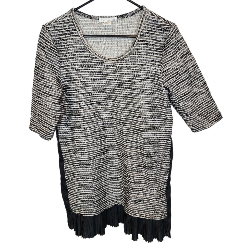 Clu + Willoughby Anthropologie Tweed Top Tunic Top For Womens M Gray Ruffle Top